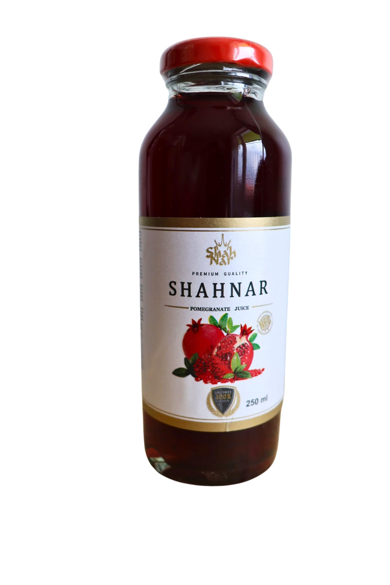 Fľaša 100% šťavy z granátových jabĺk ShahNar, 250 ml